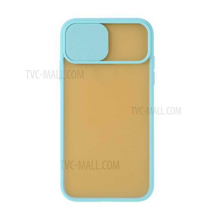 Matte PC + TPU Hybrid Phone Case with Slide Camera Cover for iPhone XR 6.1 inch - Cyan-7