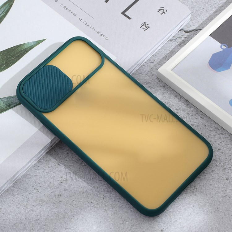 Caixa de Telefone Híbrido PC + TPU Fosco Com Tampa de Câmera Deslizante Para Iphone XR 6,1 Polegadas - Verde