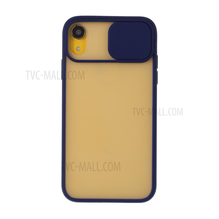 Matte PC + TPU Hybrid Phone Case with Slide Camera Cover for iPhone XR 6.1 inch - Blue-1
