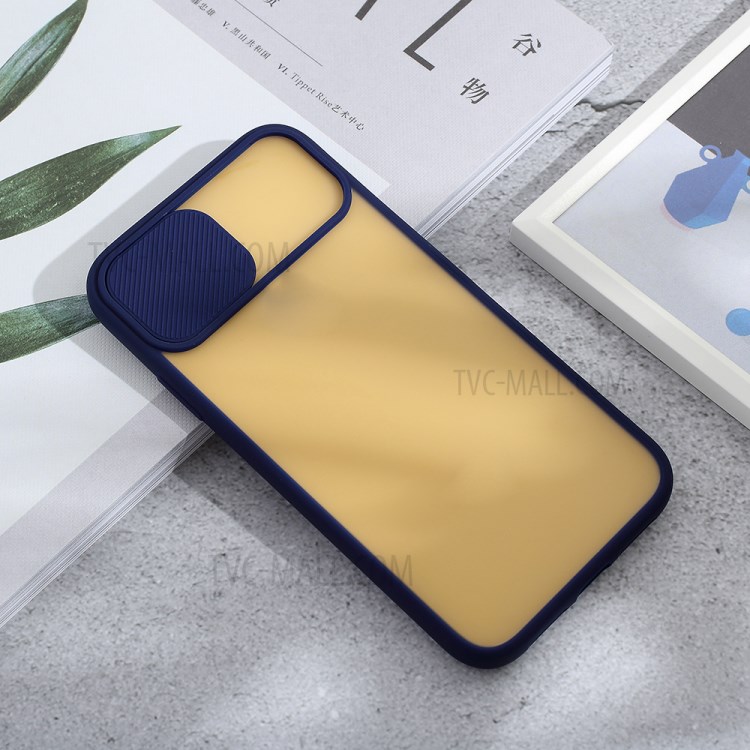 Matte PC + TPU Hybrid Phone Case with Slide Camera Cover for iPhone XR 6.1 inch - Blue-2