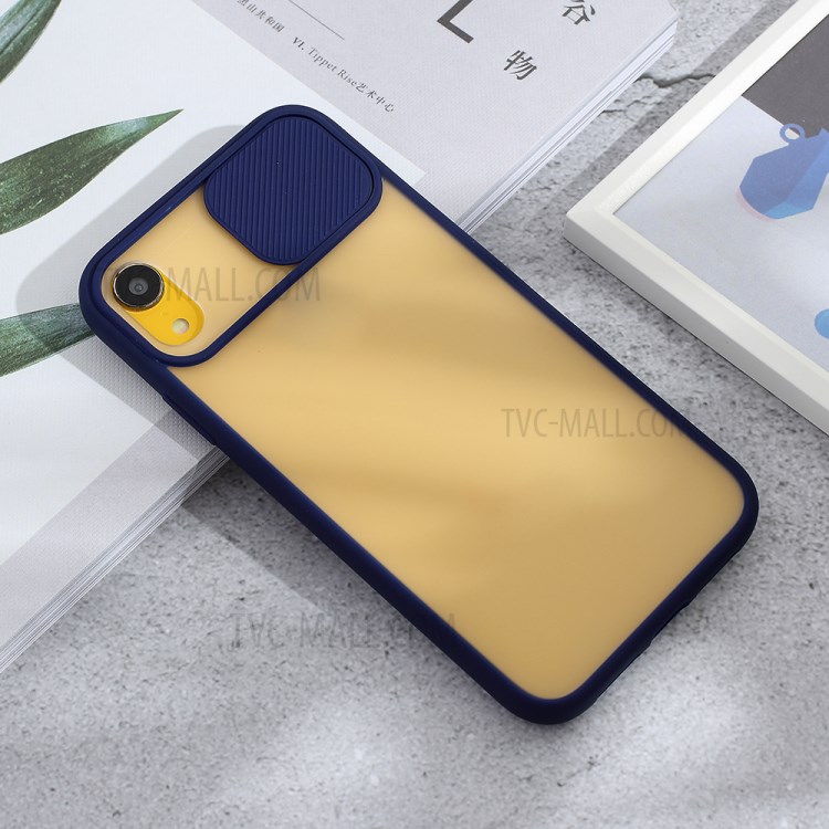 Matte PC + TPU Hybrid Phone Case with Slide Camera Cover for iPhone XR 6.1 inch - Blue-3