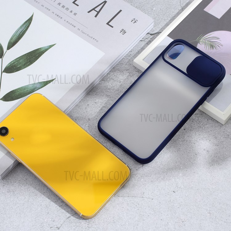 Matte PC + TPU Hybrid Phone Case with Slide Camera Cover for iPhone XR 6.1 inch - Blue-6