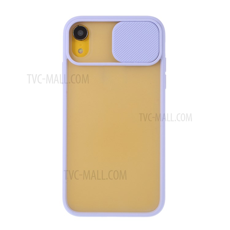 Matte PC + TPU Hybrid Phone Case with Slide Camera Cover for iPhone XR 6.1 inch - Purple-1