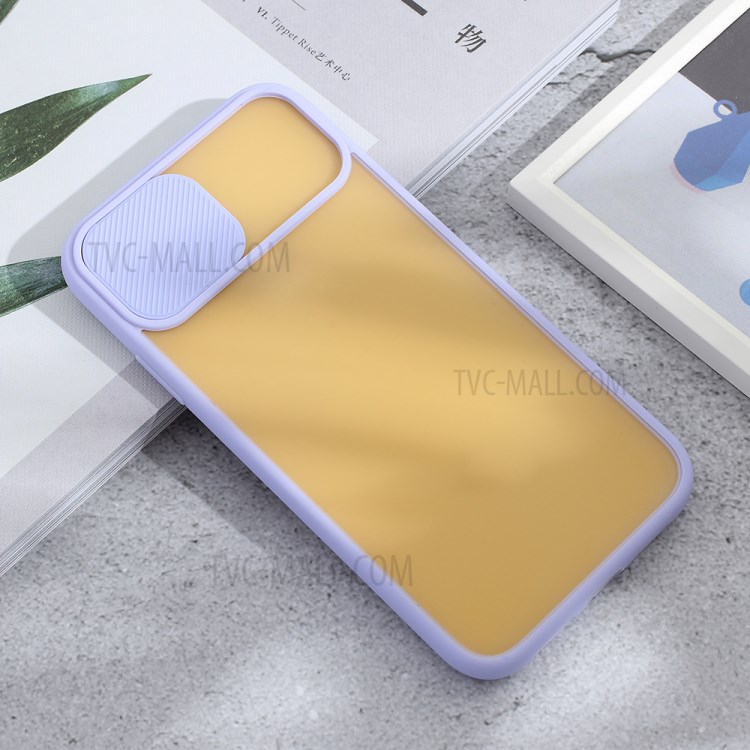 Matte PC + TPU Hybrid Phone Case with Slide Camera Cover for iPhone XR 6.1 inch - Purple-2