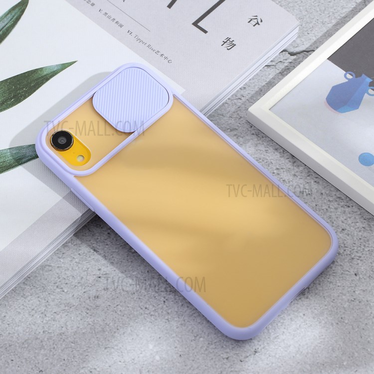 Matte PC + TPU Hybrid Phone Case with Slide Camera Cover for iPhone XR 6.1 inch - Purple-3