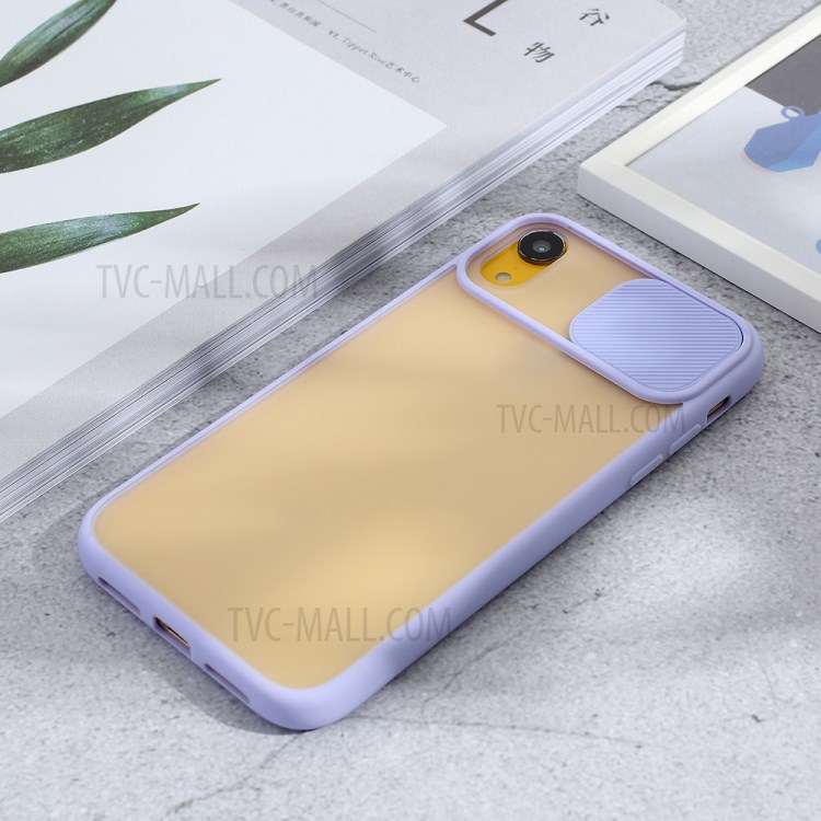 Matte PC + TPU Hybrid Phone Case with Slide Camera Cover for iPhone XR 6.1 inch - Purple-4