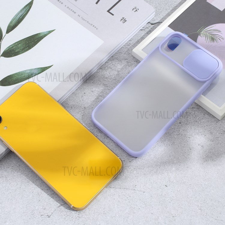 Matte PC + TPU Hybrid Phone Case with Slide Camera Cover for iPhone XR 6.1 inch - Purple-6