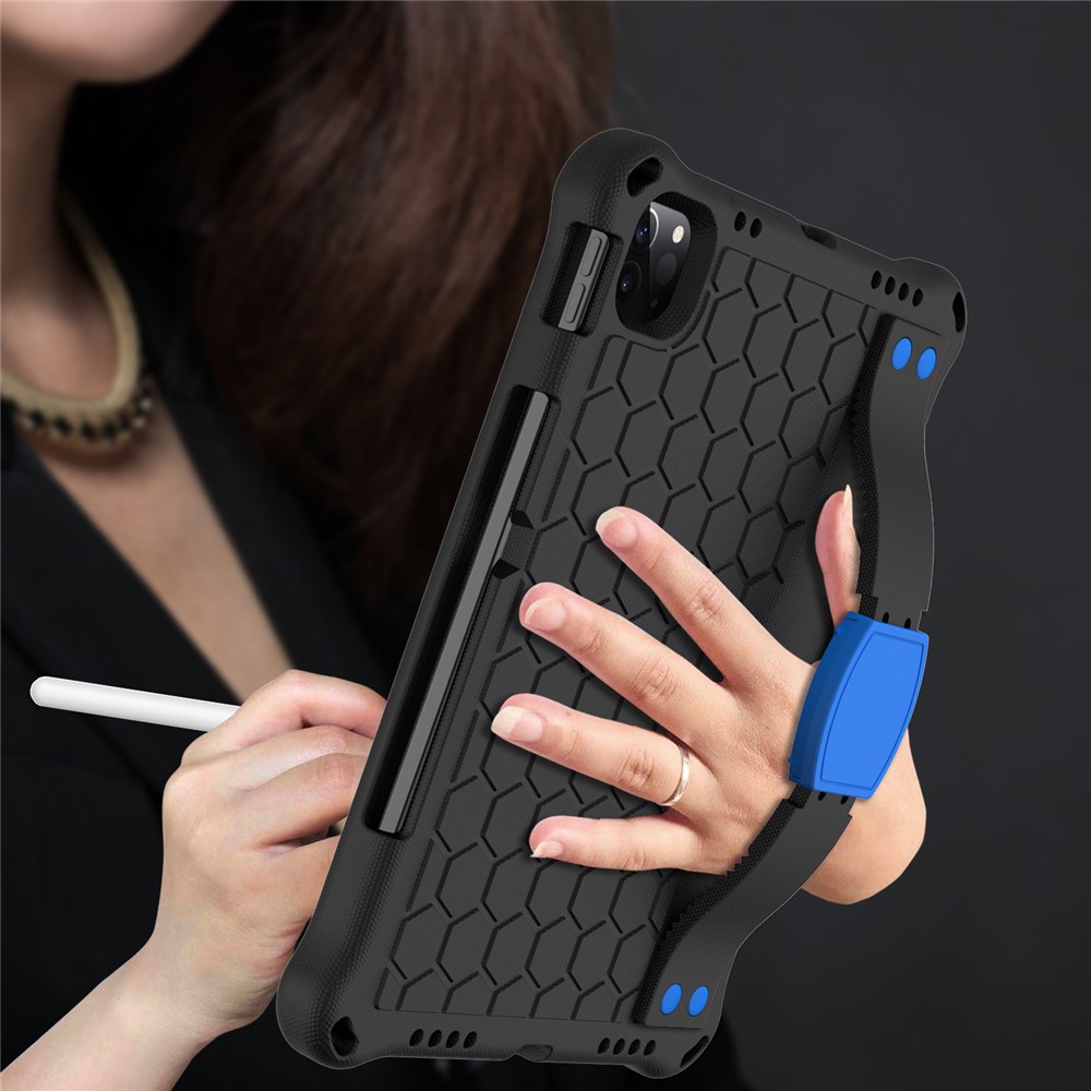 Honeycomb Texture EVA Tablet Shell with Shoulder Strap for iPad Pro 11-inch (2020)/(2018) - Black/Blue-3