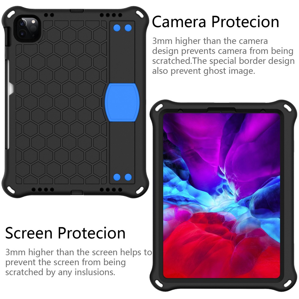Honeycomb Texture EVA Tablet Shell with Shoulder Strap for iPad Pro 11-inch (2020)/(2018) - Black/Blue-5