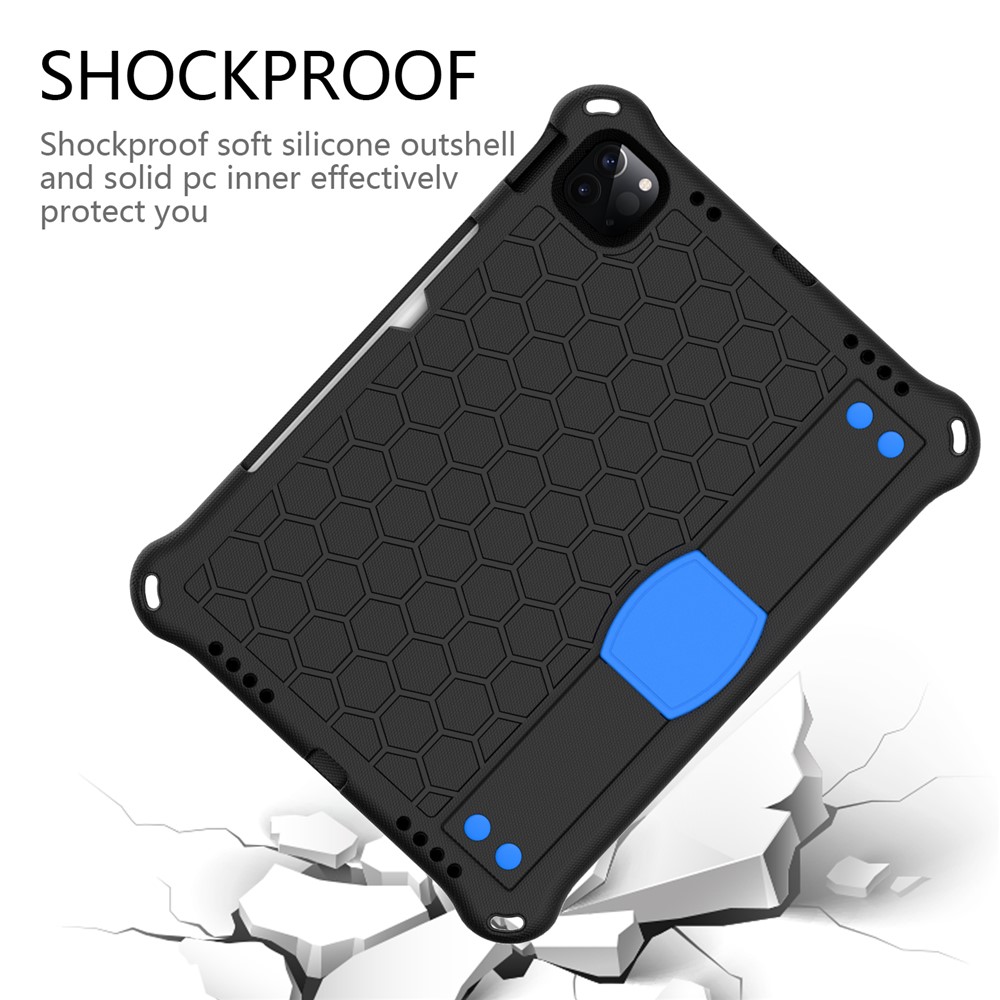 Honeycomb Texture EVA Tablet Shell with Shoulder Strap for iPad Pro 11-inch (2020)/(2018) - Black/Blue-6