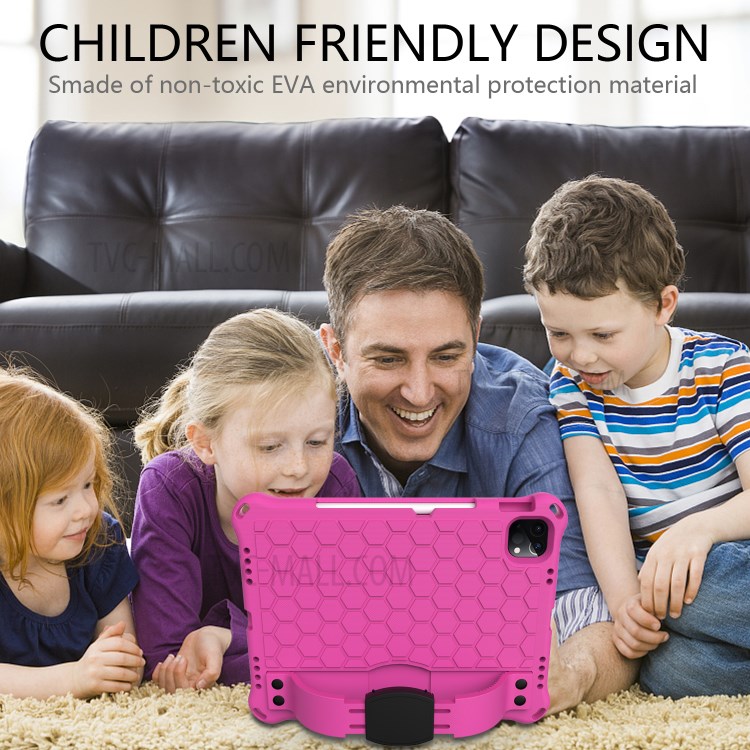 Honeycomb Texture EVA Tablet Shell with Shoulder Strap for iPad Pro 11-inch (2020)/(2018) - Rose/Black-4