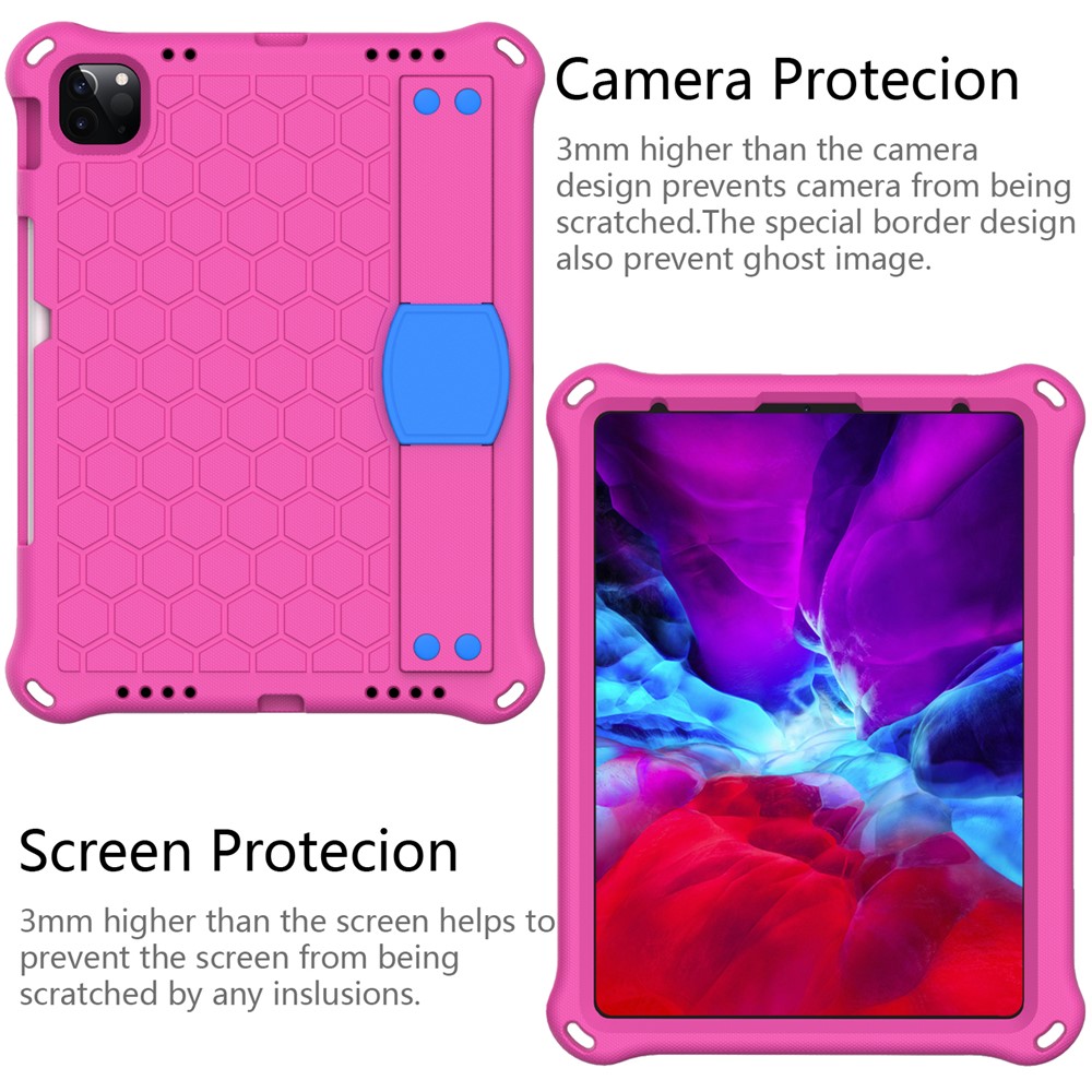 Honeycomb Texture EVA Tablet Shell with Shoulder Strap for iPad Pro 11-inch (2020)/(2018) - Rose/Blue-5