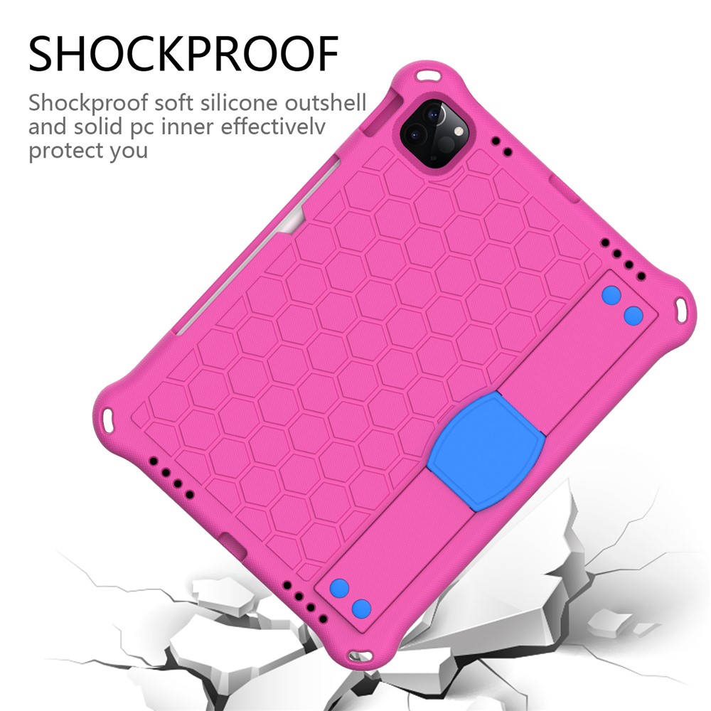 Honeycomb Texture EVA Tablet Shell with Shoulder Strap for iPad Pro 11-inch (2020)/(2018) - Rose/Blue-6