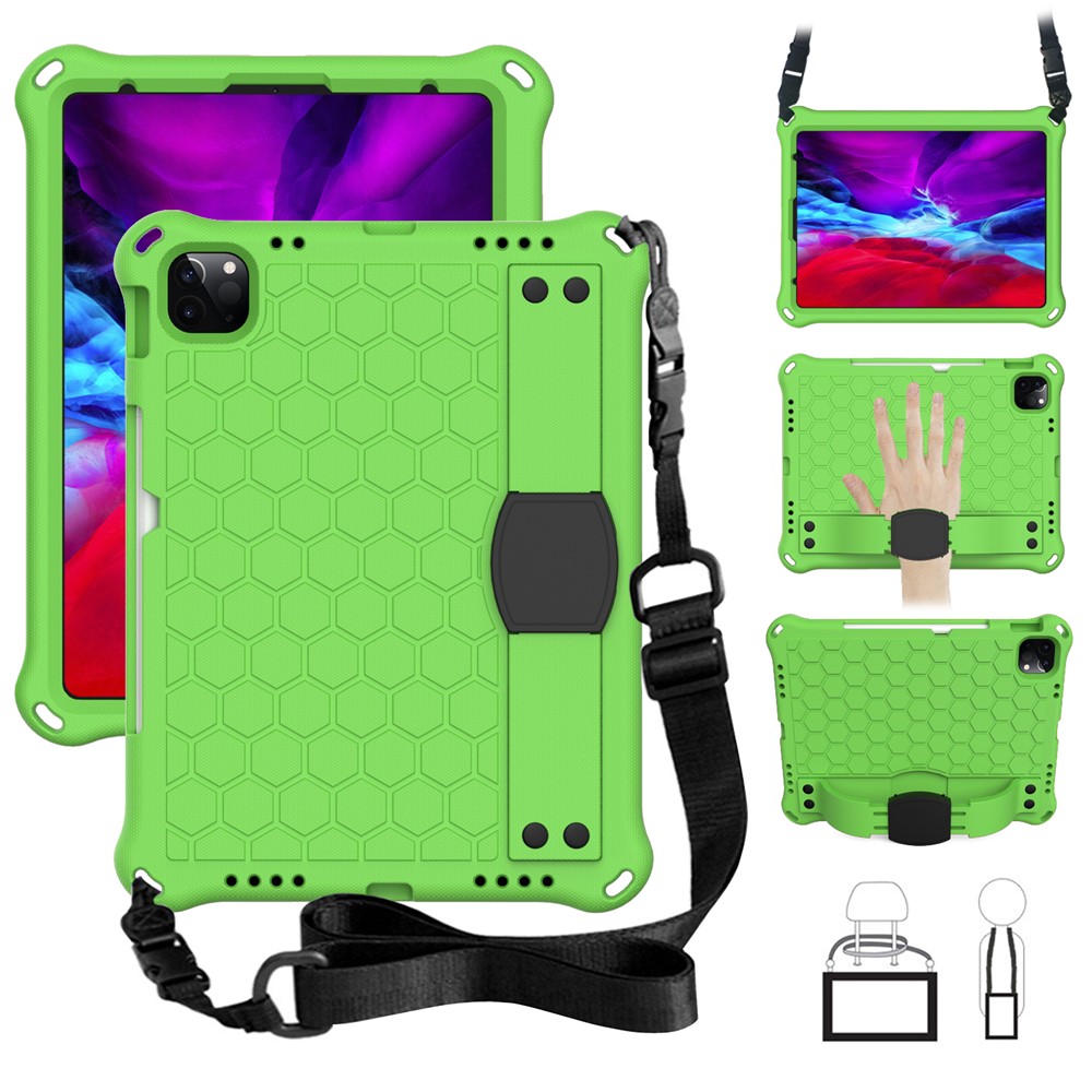 Honeycomb Texture EVA Tablet Shell with Shoulder Strap for iPad Pro 11-inch (2020)/(2018) - Green/Black-1