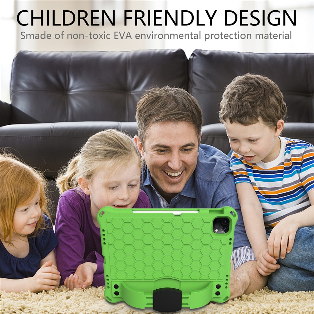 Honeycomb Texture EVA Tablet Shell with Shoulder Strap for iPad Pro 11-inch (2020)/(2018) - Green/Black-4