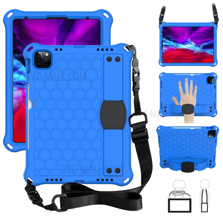 Honeycomb Texture EVA Tablet Shell with Shoulder Strap for iPad Pro 11-inch (2020)/(2018) - Blue/Black-1