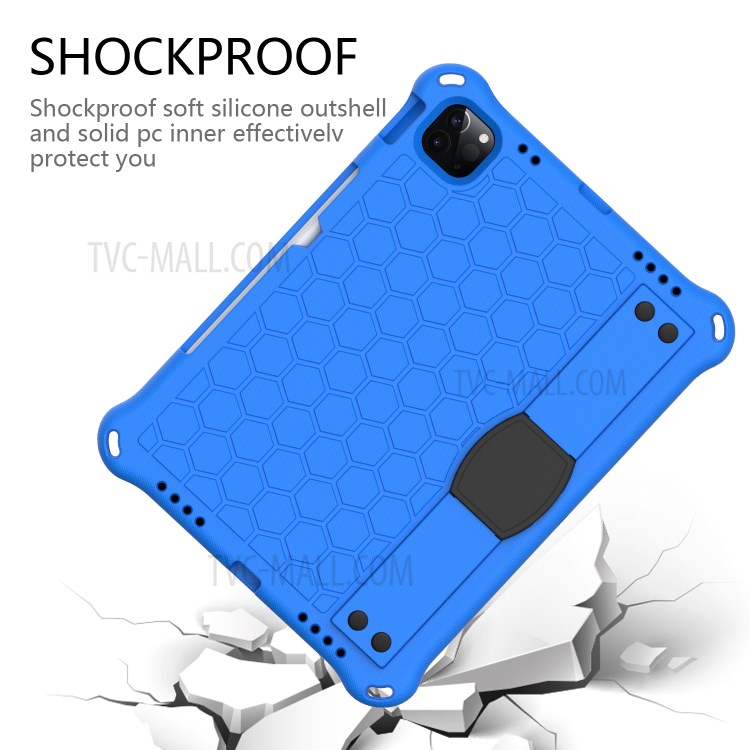 Honeycomb Texture EVA Tablet Shell with Shoulder Strap for iPad Pro 11-inch (2020)/(2018) - Blue/Black-6