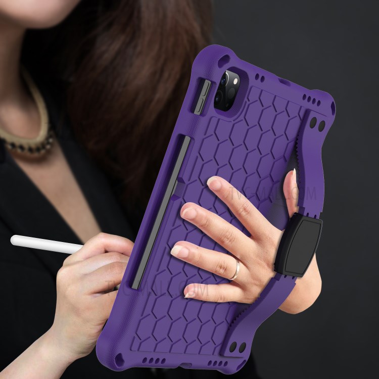 Honeycomb Texture EVA Tablet Shell with Shoulder Strap for iPad Pro 11-inch (2020)/(2018) - Purple/Black-3