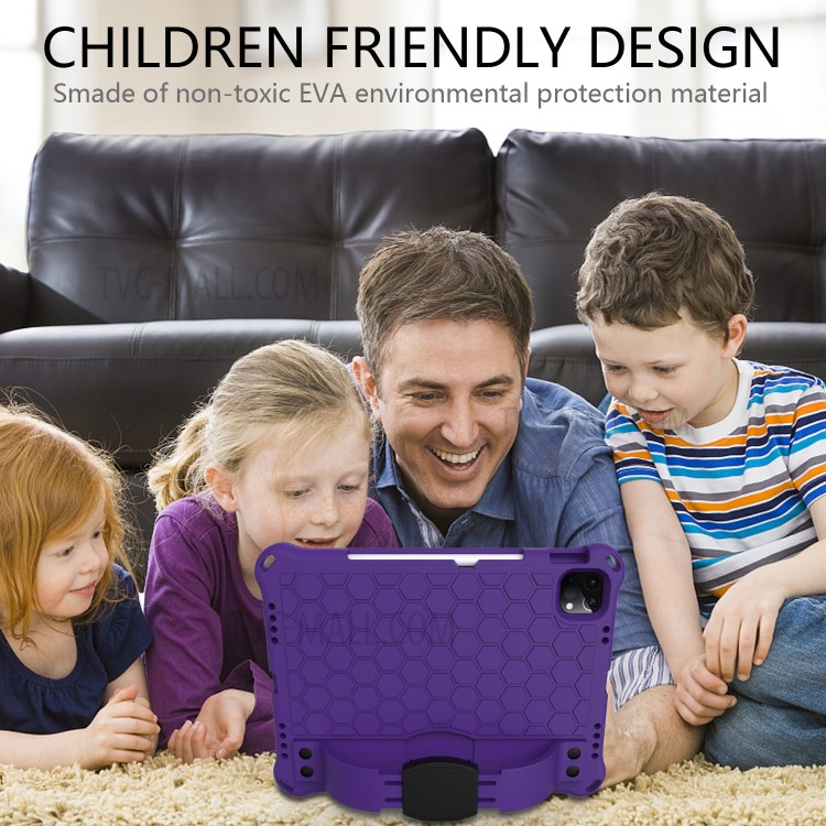 Honeycomb Texture EVA Tablet Shell with Shoulder Strap for iPad Pro 11-inch (2020)/(2018) - Purple/Black-4