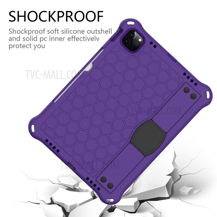 Honeycomb Texture EVA Tablet Shell with Shoulder Strap for iPad Pro 11-inch (2020)/(2018) - Purple/Black-6