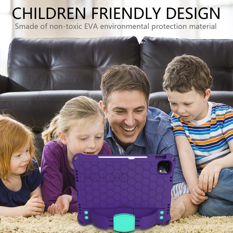 Honeycomb Texture EVA Tablet Shell with Shoulder Strap for iPad Pro 11-inch (2020)/(2018) - Purple/Cyan-4