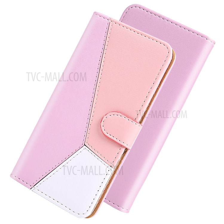 Tri-color PU Leather Case Wallet Phone Stand Cover for Apple iPhone SE (2nd Generation)/8/7 4.7 inch - Purple/Pink/White-5