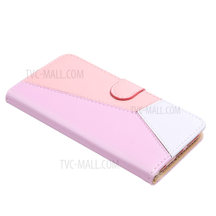 Tri-color PU Leather Case Wallet Phone Stand Cover for Apple iPhone SE (2nd Generation)/8/7 4.7 inch - Purple/Pink/White-6
