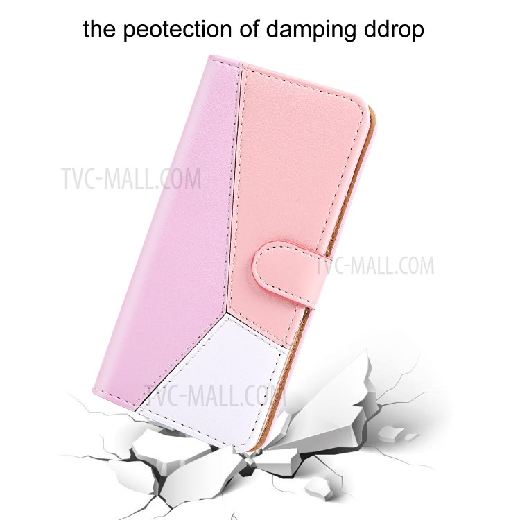 Tri-color PU Leather Case Wallet Phone Stand Cover for Apple iPhone SE (2nd Generation)/8/7 4.7 inch - Purple/Pink/White-7