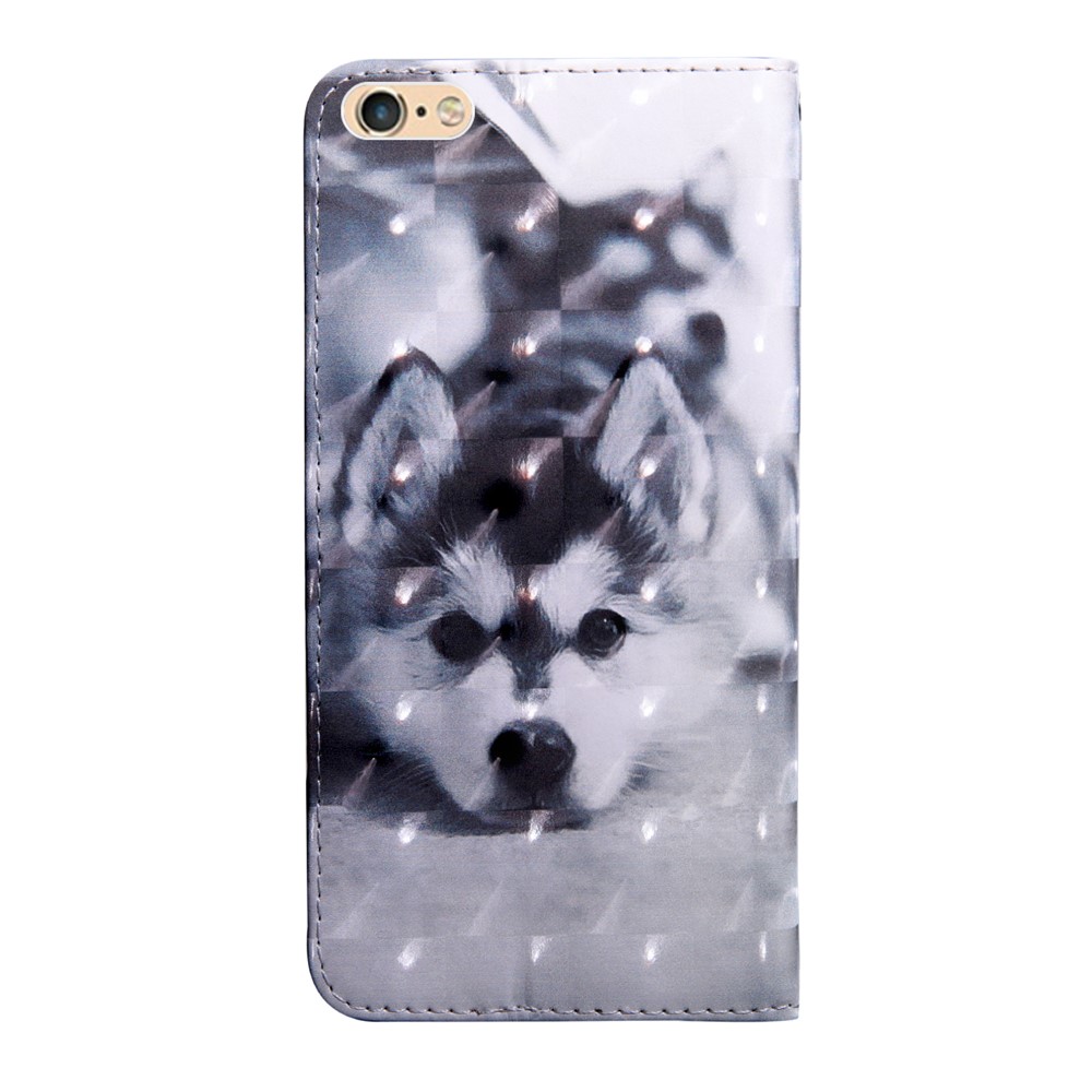 Light Spot Decor Pattern Printing Leather Phone Case for Apple iPhone SE (2nd Generation)/8/7 4.7 inch - Grey Wolf-3