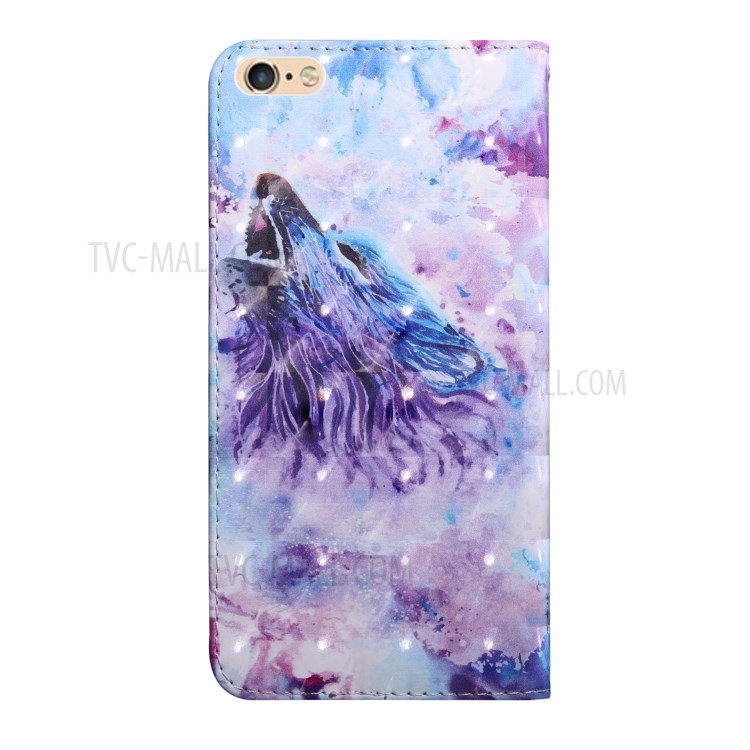 Light Spot Decor Pattern Printing Leather Phone Case for Apple iPhone SE (2nd Generation)/8/7 4.7 inch - Purple Wolf-3