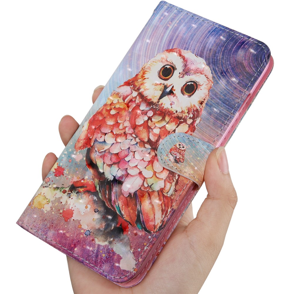 Light Spot Decor Pattern Printing Leather Phone Case for Apple iPhone SE (2nd Generation)/8/7 4.7 inch - Owl-6