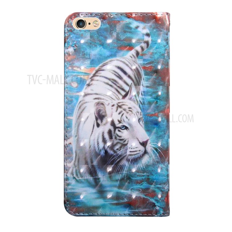 Light Spot Decor Pattern Printing Leather Phone Case for Apple iPhone SE (2nd Generation)/8/7 4.7 inch - White Tiger-3