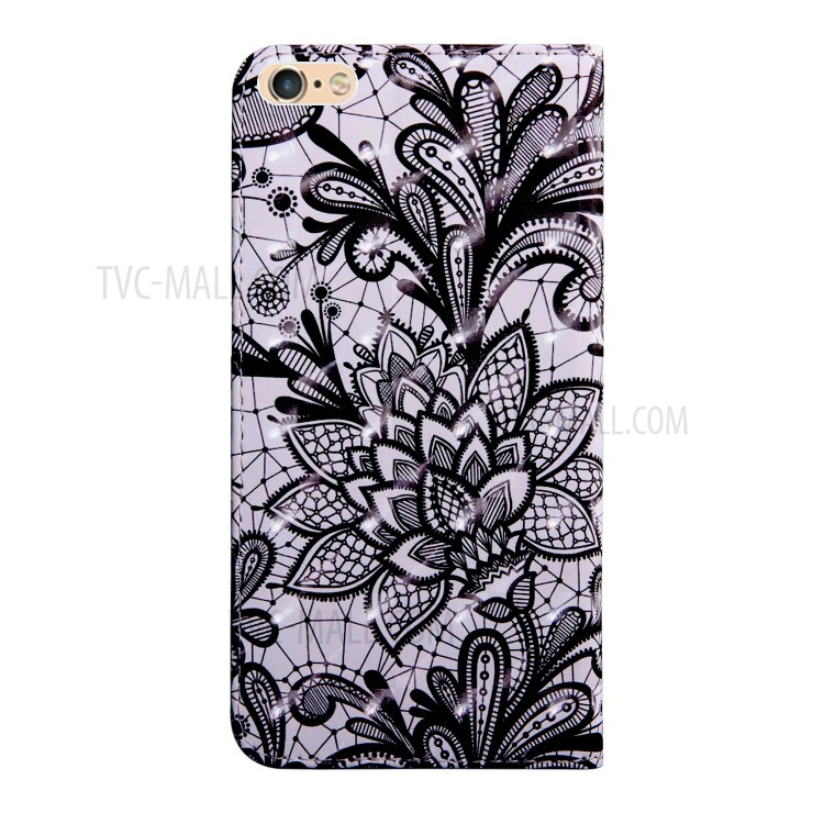 Light Spot Decor Pattern Printing Leather Phone Case for Apple iPhone SE (2nd Generation)/8/7 4.7 inch - Grey Flower-3