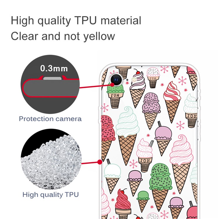 Pattern Printing TPU Soft Phone Cover for iPhone SE (2nd Generation)/iPhone 8/iPhone 7 - Colorful Ice Cream-2