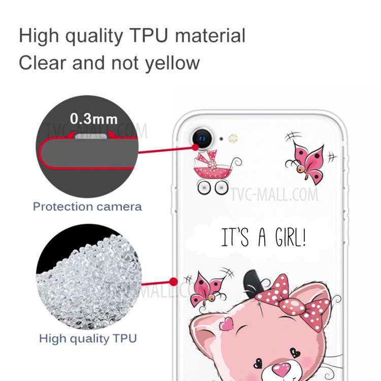 Pattern Printing TPU Soft Phone Cover for iPhone SE (2nd Generation)/iPhone 8/iPhone 7 - IT'S A Girl-2