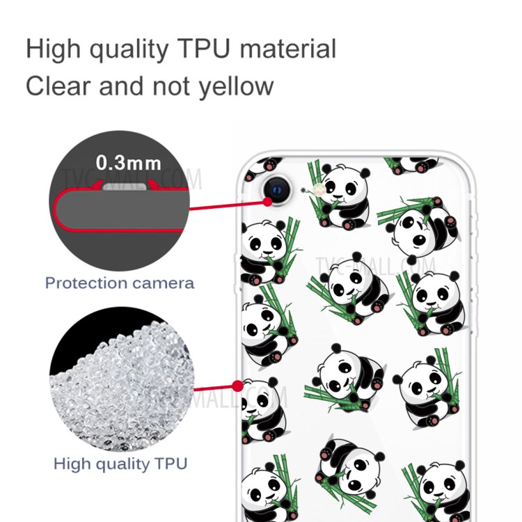 Pattern Printing TPU Soft Phone Cover for iPhone SE (2nd Generation)/iPhone 8/iPhone 7 - Cute Panda-2