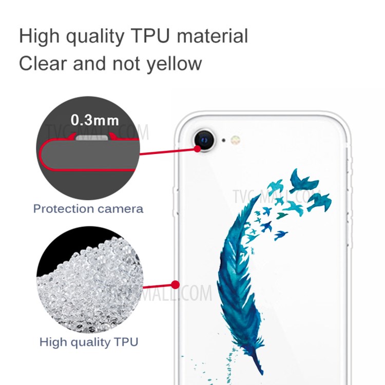 Pattern Printing TPU Soft Phone Cover for iPhone SE (2nd Generation)/iPhone 8/iPhone 7 - Feather-2