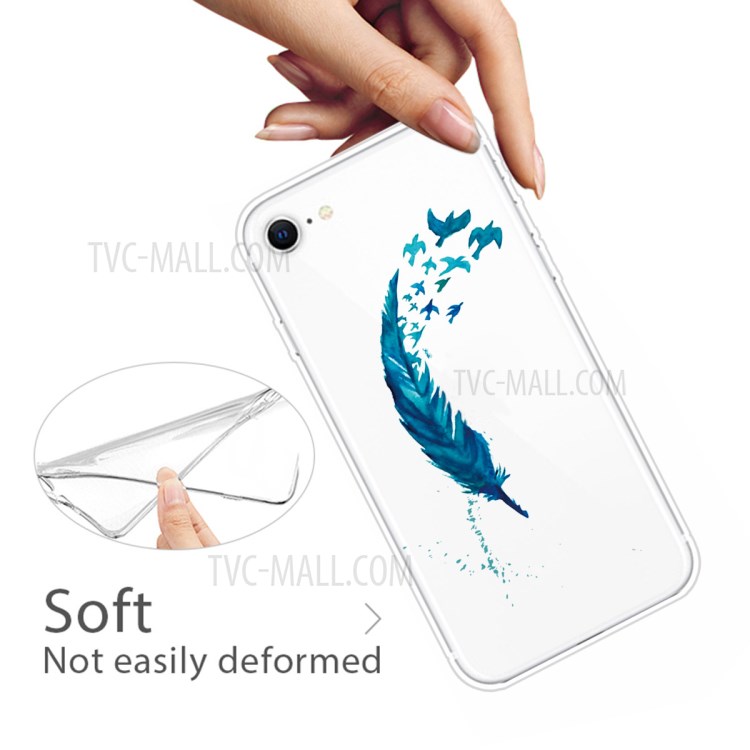 Pattern Printing TPU Soft Phone Cover for iPhone SE (2nd Generation)/iPhone 8/iPhone 7 - Feather-3