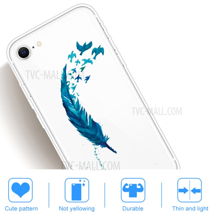 Pattern Printing TPU Soft Phone Cover for iPhone SE (2nd Generation)/iPhone 8/iPhone 7 - Feather-4