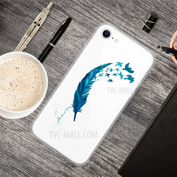 Pattern Printing TPU Soft Phone Cover for iPhone SE (2nd Generation)/iPhone 8/iPhone 7 - Feather-5
