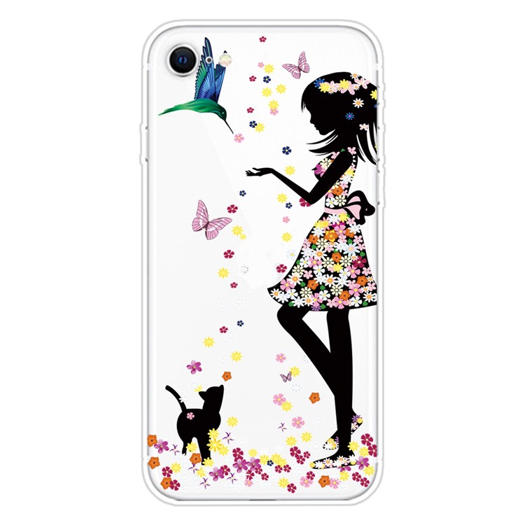 Pattern Printing TPU Soft Phone Cover for iPhone SE (2nd Generation)/iPhone 8/iPhone 7 - Beautiful Girl-1
