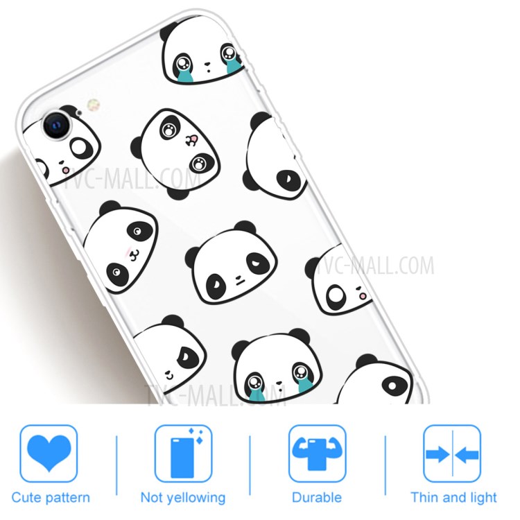 Pattern Printing TPU Soft Phone Cover for iPhone SE (2nd Generation)/iPhone 8/iPhone 7 - Pandas-2