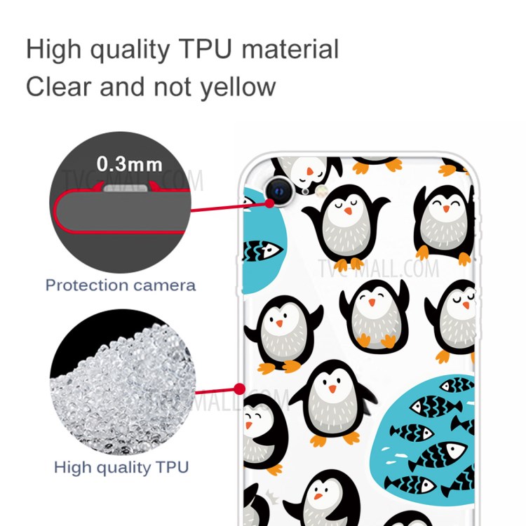 Pattern Printing TPU Soft Phone Cover for iPhone SE (2nd Generation)/iPhone 8/iPhone 7 - Little Penguin-2