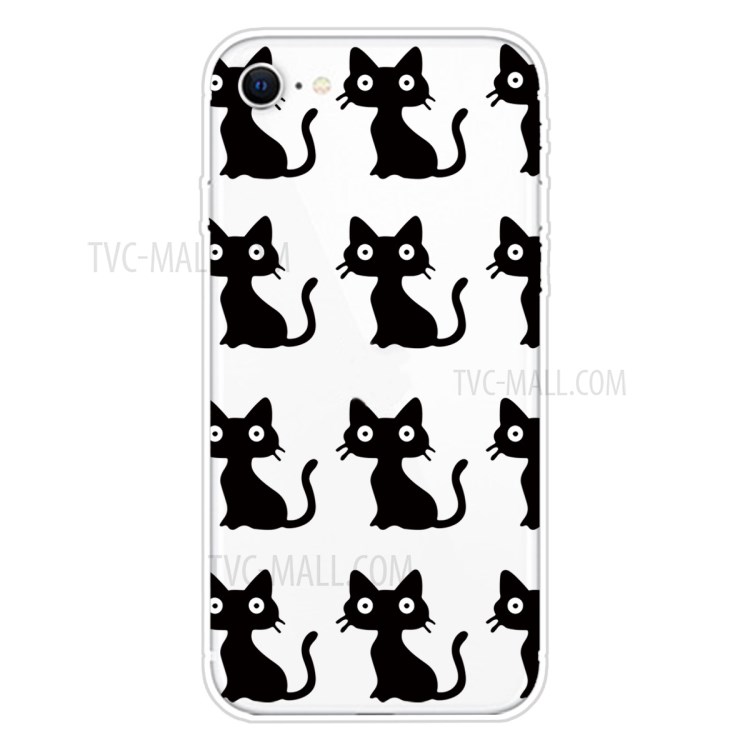 Pattern Printing TPU Soft Phone Cover for iPhone SE (2nd Generation)/iPhone 8/iPhone 7 - Black Cat-1