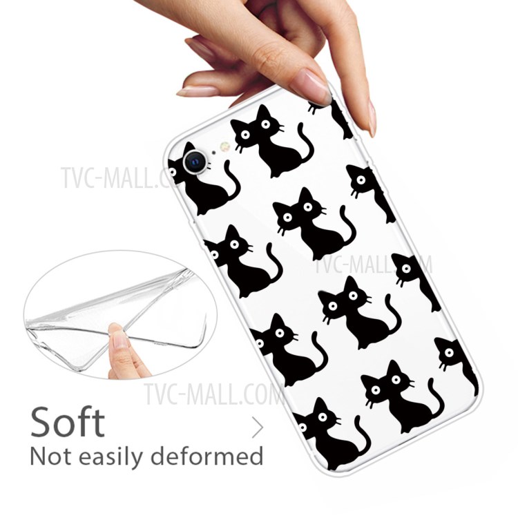 Pattern Printing TPU Soft Phone Cover for iPhone SE (2nd Generation)/iPhone 8/iPhone 7 - Black Cat-3