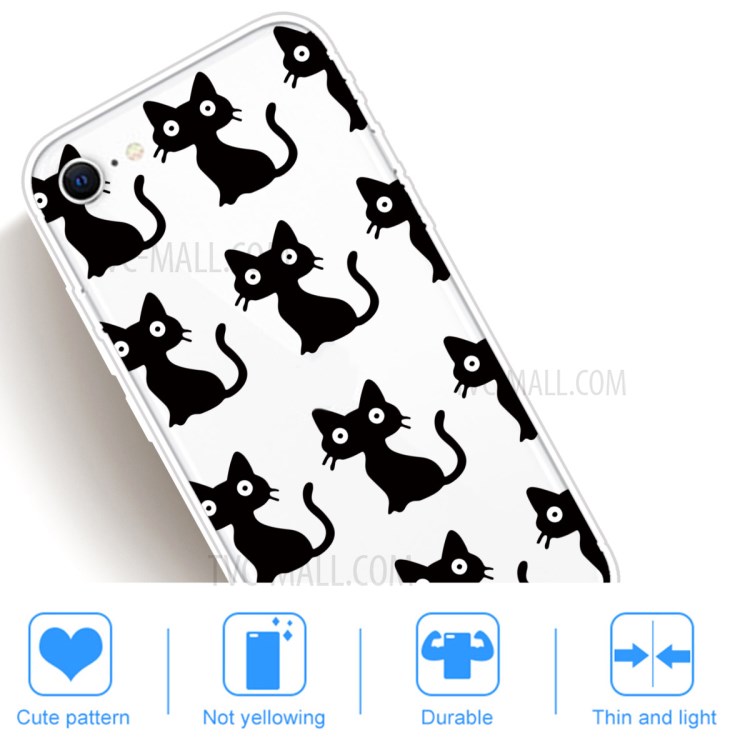 Pattern Printing TPU Soft Phone Cover for iPhone SE (2nd Generation)/iPhone 8/iPhone 7 - Black Cat-4