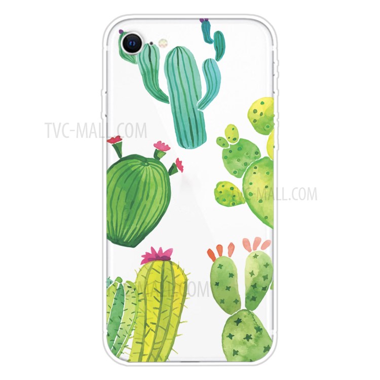 Pattern Printing TPU Soft Phone Cover for iPhone SE (2nd Generation)/iPhone 8/iPhone 7 - Cactus-1