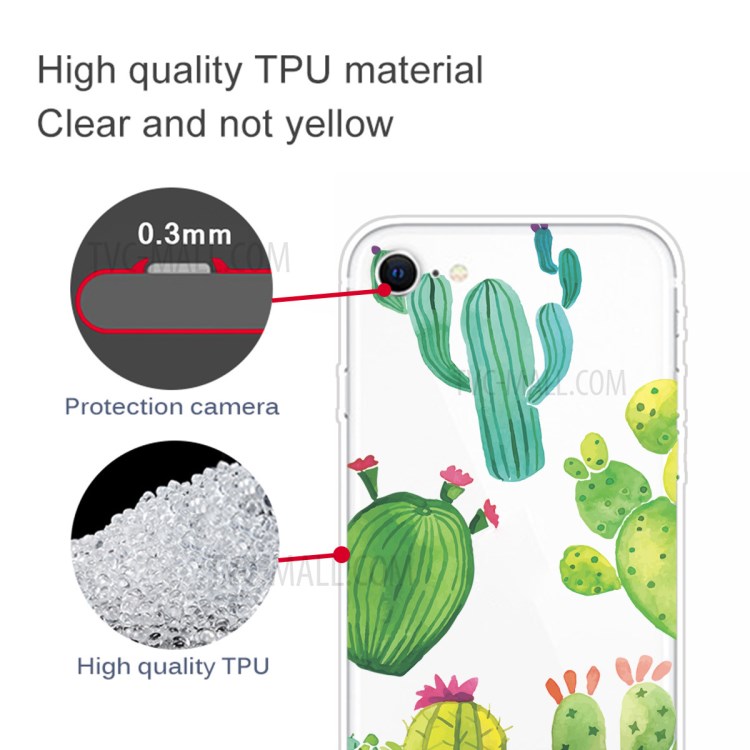 Pattern Printing TPU Soft Phone Cover for iPhone SE (2nd Generation)/iPhone 8/iPhone 7 - Cactus-2