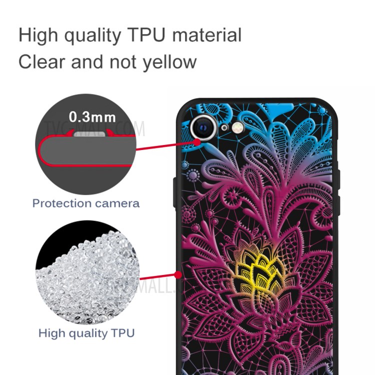 Matte Pattern Printing TPU Shell Case for iPhone SE (2nd Generation)/8/7 - Lace Flower-2