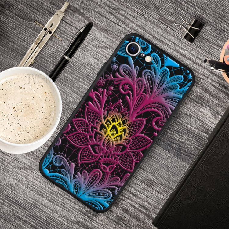 Matte Pattern Printing TPU Shell Case for iPhone SE (2nd Generation)/8/7 - Lace Flower-5